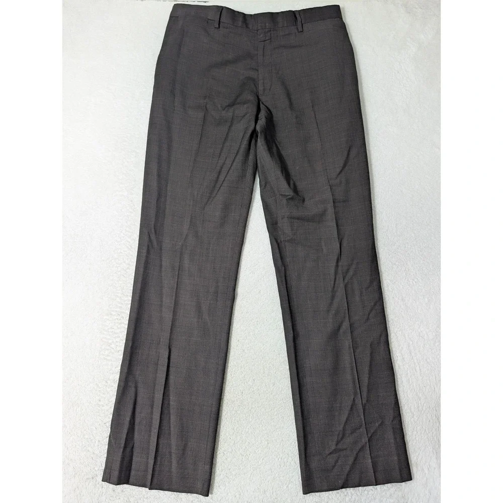 Banana Republic Mens 34x34 Classic Fit Wool stretch Brown Glen Check Dress Pants